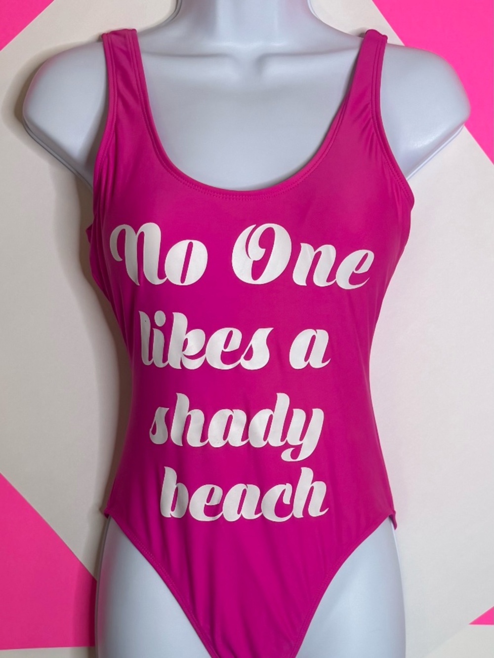 No Boundaries Hot Pink "No One Likes A Shady Beach" Swimsuit Small